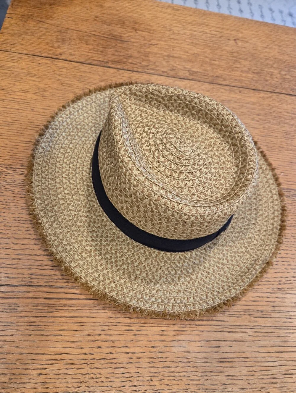 Eric Javits UPF 50+ Fedora Sun Hat Black Band Tan Packable Squishee Lightweight - Picture 6 of 13
